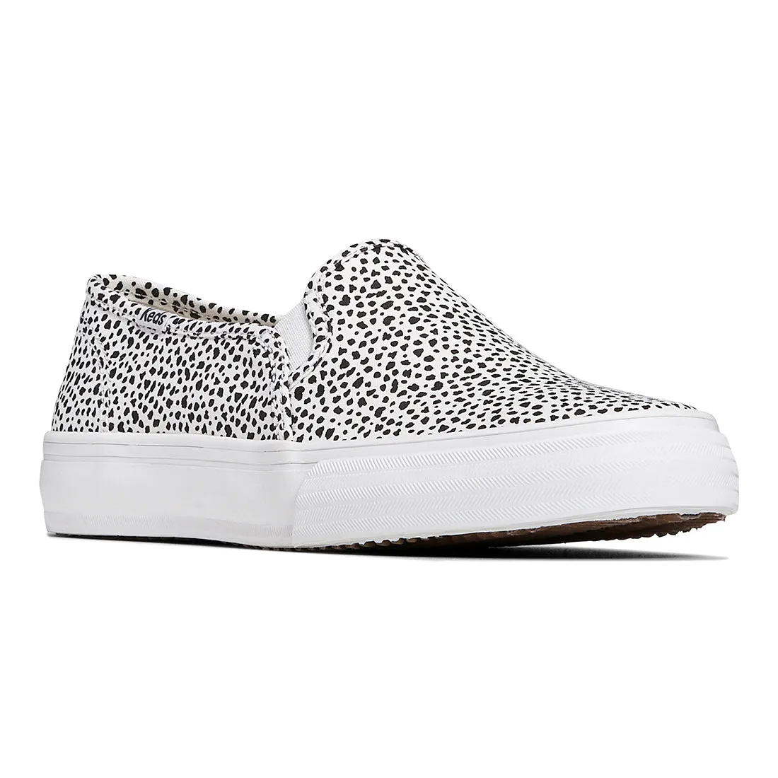 Women's Double Decker Canvas Spot Sneaker White/Black (WF67745)