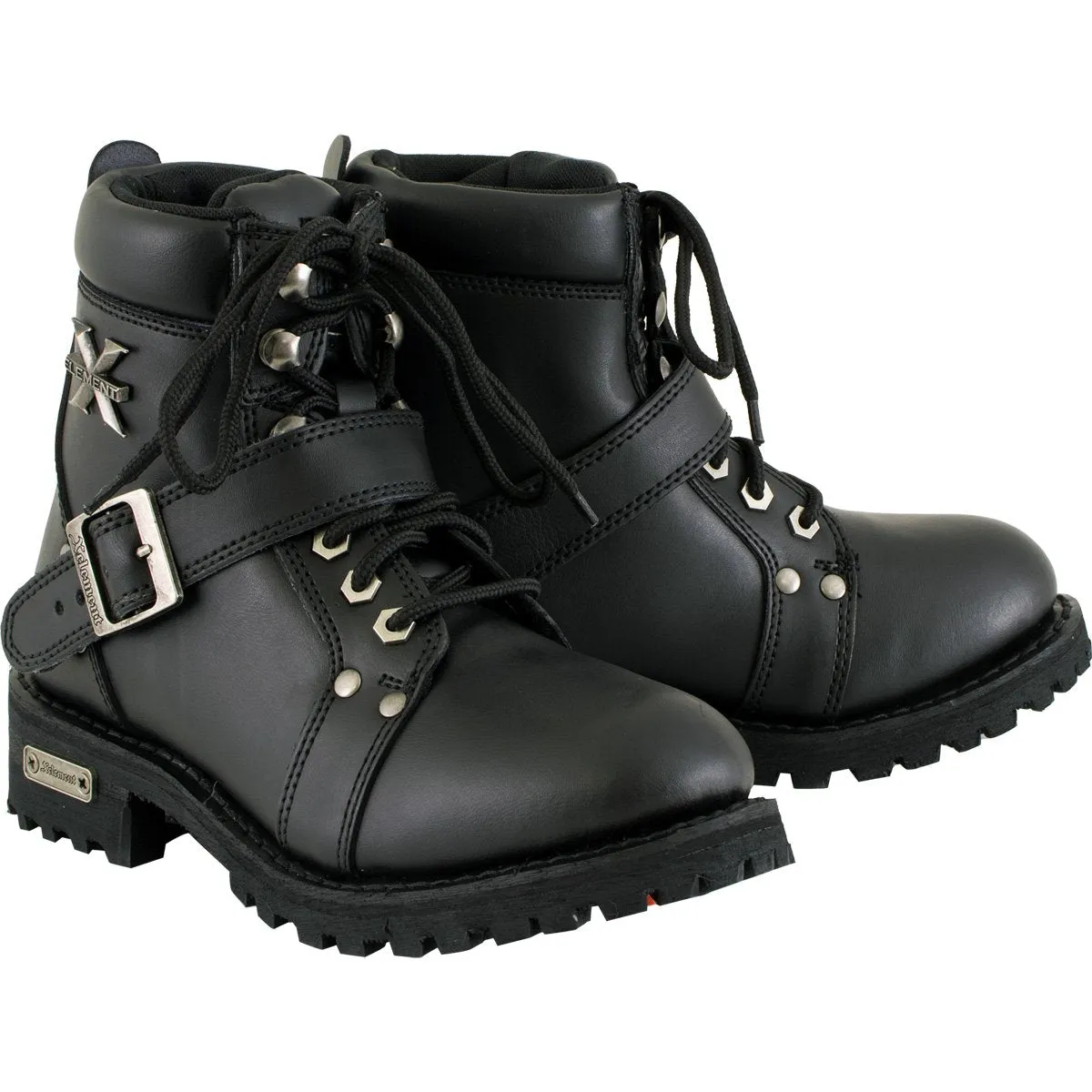 Xelement 2469 Women's Black Advanced Lace Up Motorcycle Biker Boots