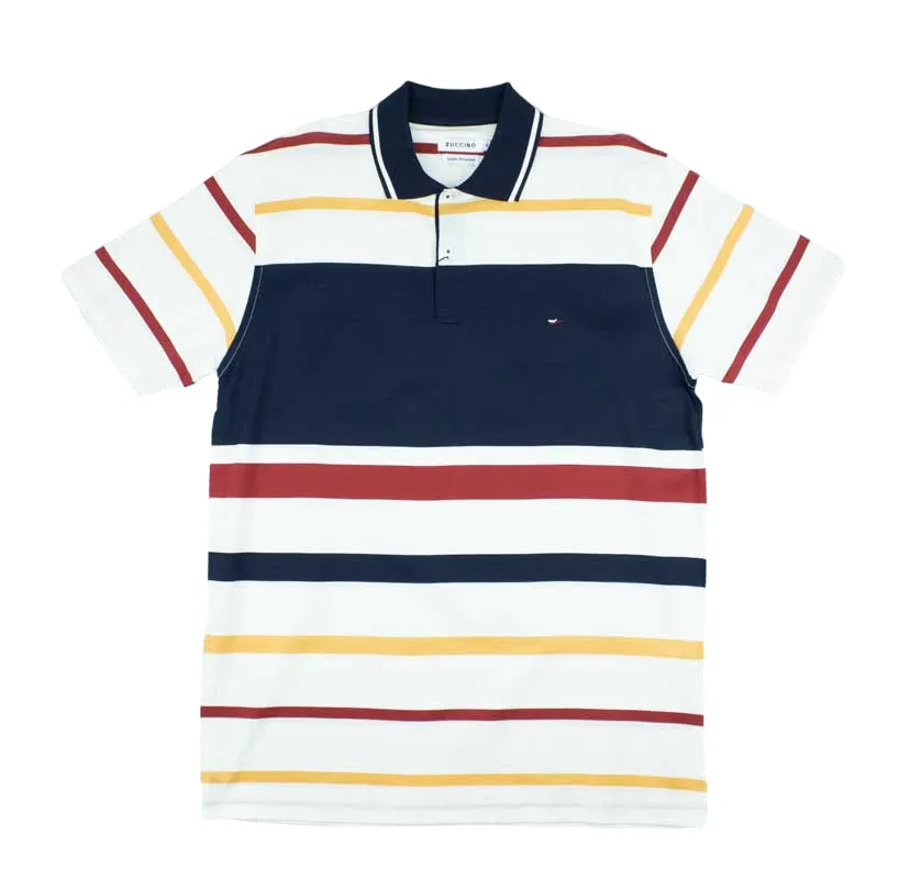 Zuccino Italy Stripe Navy Double Mecerised Golfer